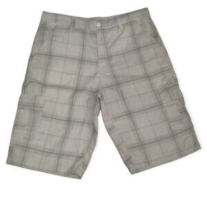 Burnside Gray Plaid Cargo Pockets Light Weight Shorts | Size 34